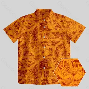 3D Map Lego Yellow Button Up Pocket Shirt