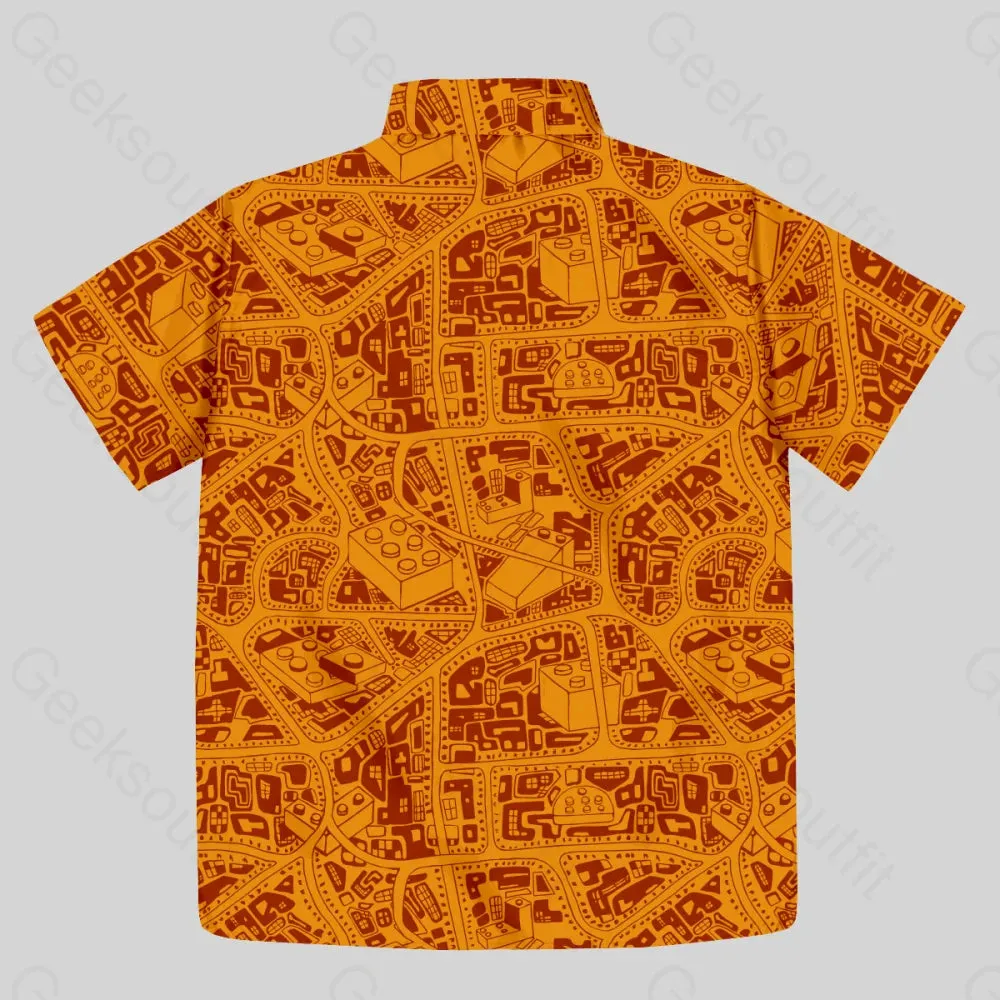 3D Map Lego Yellow Button Up Pocket Shirt