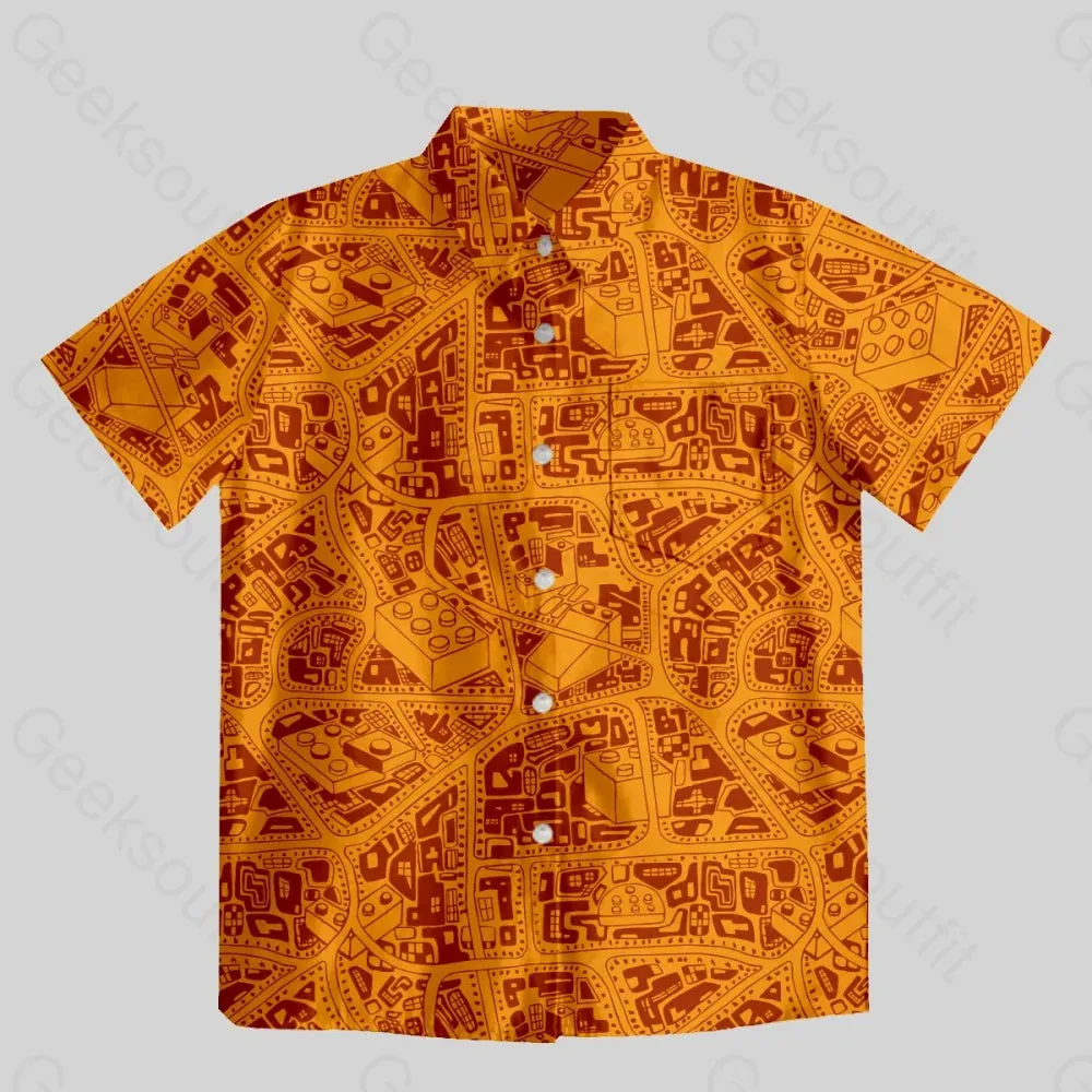 3D Map Lego Yellow Button Up Pocket Shirt