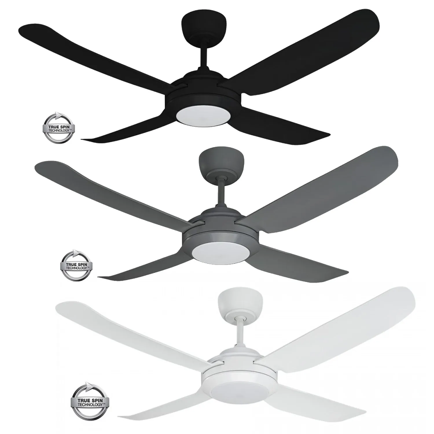 48" Spinika II AC Ceiling Fan Black, Titanium, White with Light SPIN1204XX-L Ventair