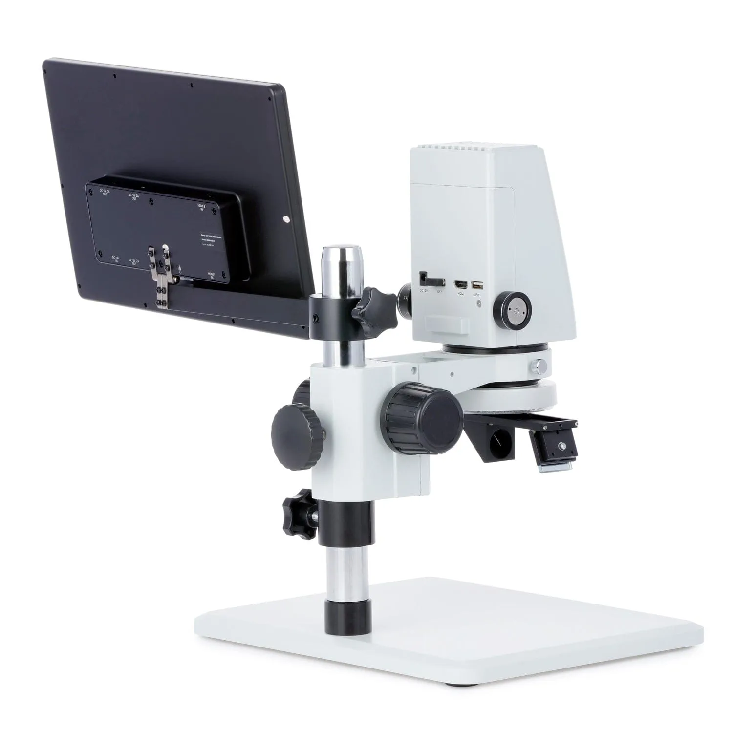 AmScope DM750 Series Zoom Tabletop Video Inspection Digital Microscope System 0.7X-5X Magnification Optional 1080p Monitor & 3D Rotary Viewer