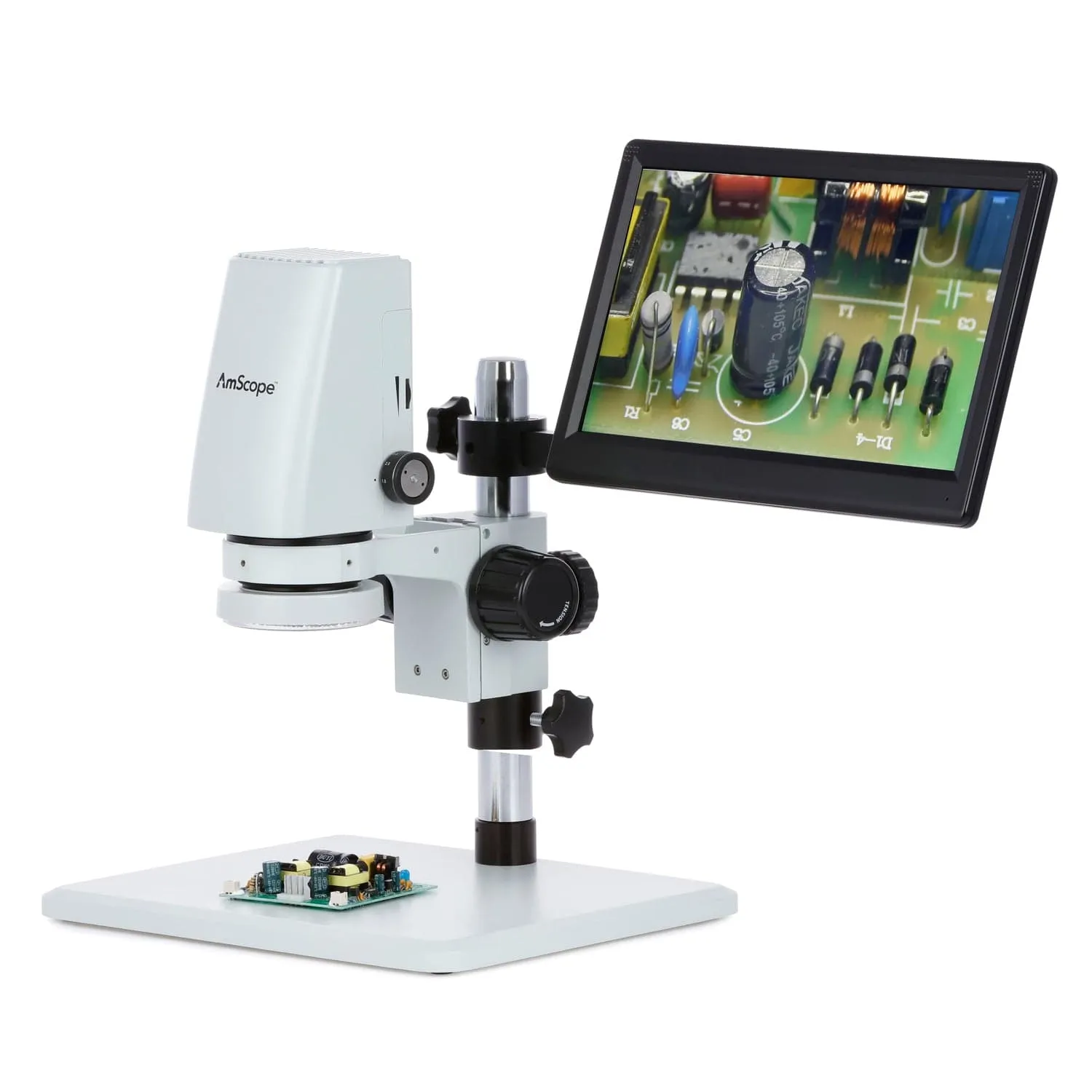 AmScope DM750 Series Zoom Tabletop Video Inspection Digital Microscope System 0.7X-5X Magnification Optional 1080p Monitor & 3D Rotary Viewer