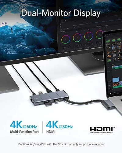 Anker USB C Hub for MacBook, PowerExpand 9-in-2 USB C Hub with 85W Power Delivery, 4K@30Hz HDMI, USB C Multi-Function Port, 2 USB-A 3.0 Ports, 1 Gbps Ethernet, 3.5 mm Audio, SD and microSD Card Reader