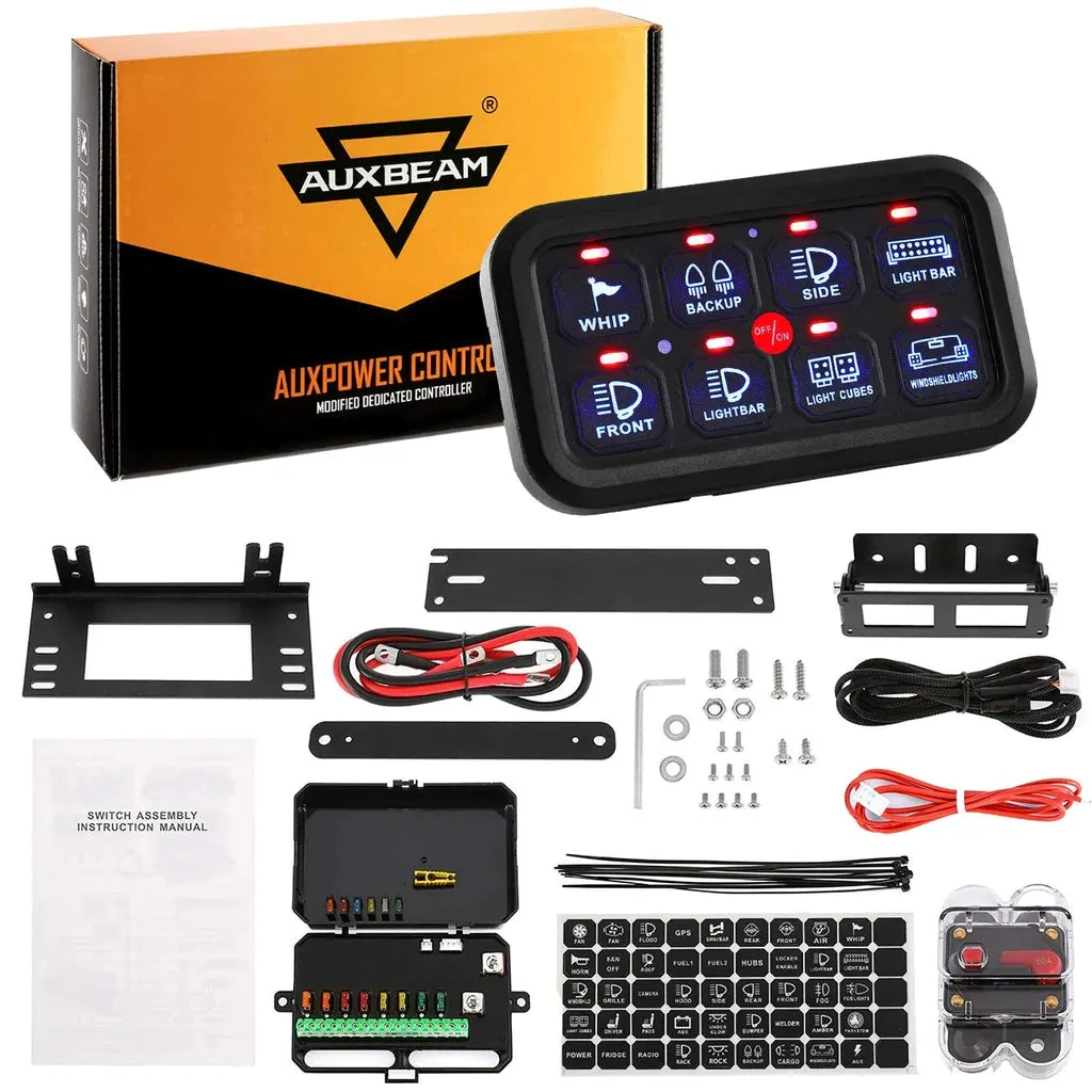 Auxbeam 8 Gang LED Switch Panel Kit (One-Sided)