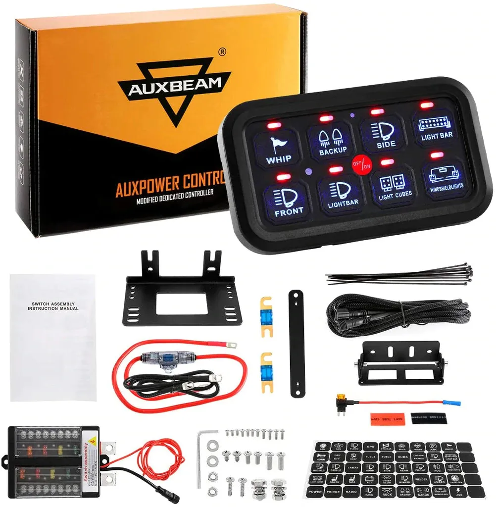 Auxbeam 8 Gang LED Switch Panel Kit (Two-Sided)