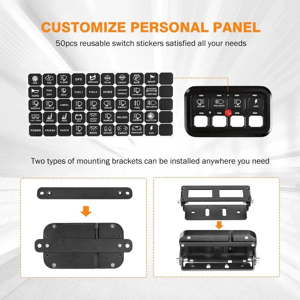 Auxbeam 8 Gang LED Switch Panel Kit (Two-Sided)