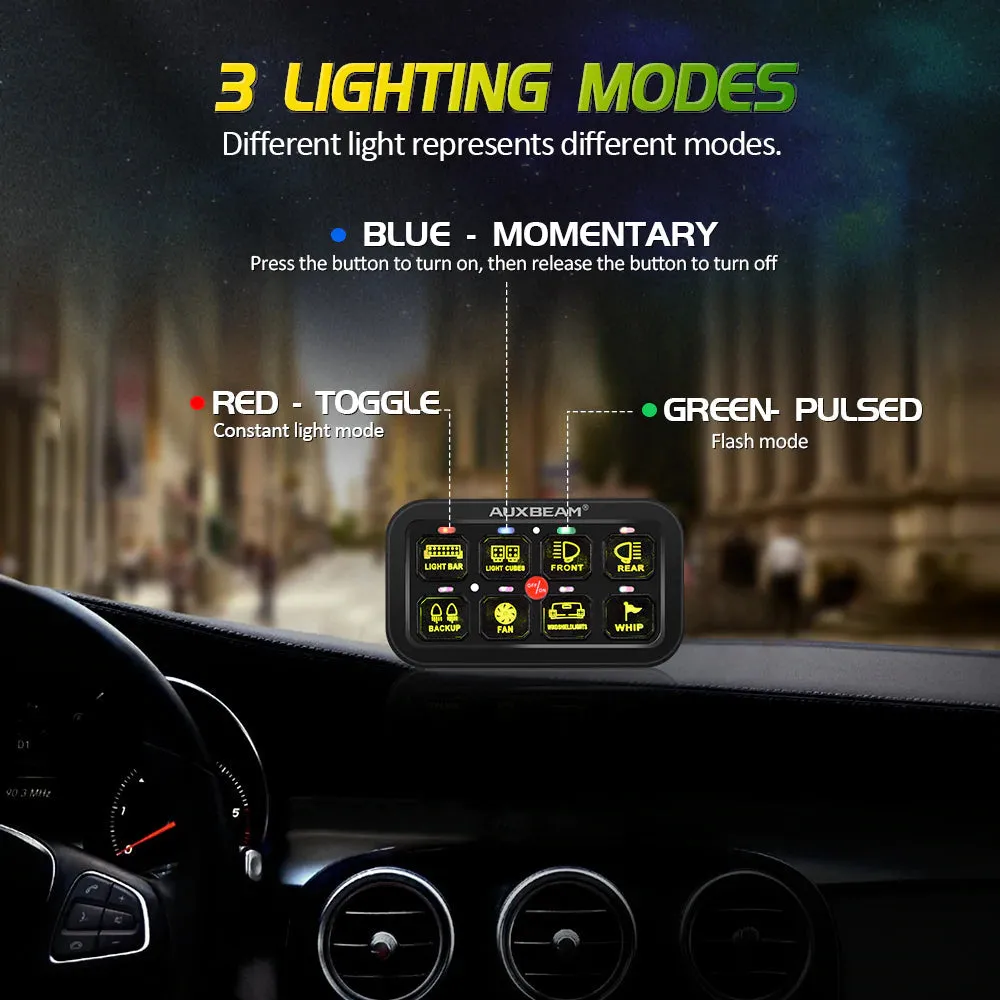 Auxbeam 8 Gang RGB Switch Panel Kit