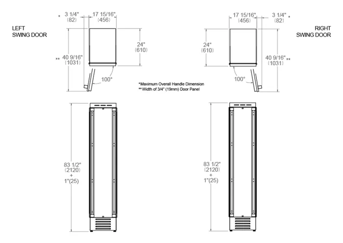 Bertazzoni 18 inch Right Swing Door Built-in Freezer With Automatic Ice Maker REF18FCIPRR/23