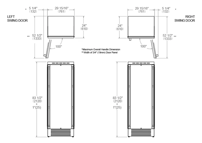 Bertazzoni 30 inch Left Door Built-in Freezer REF30FCIPRL/23