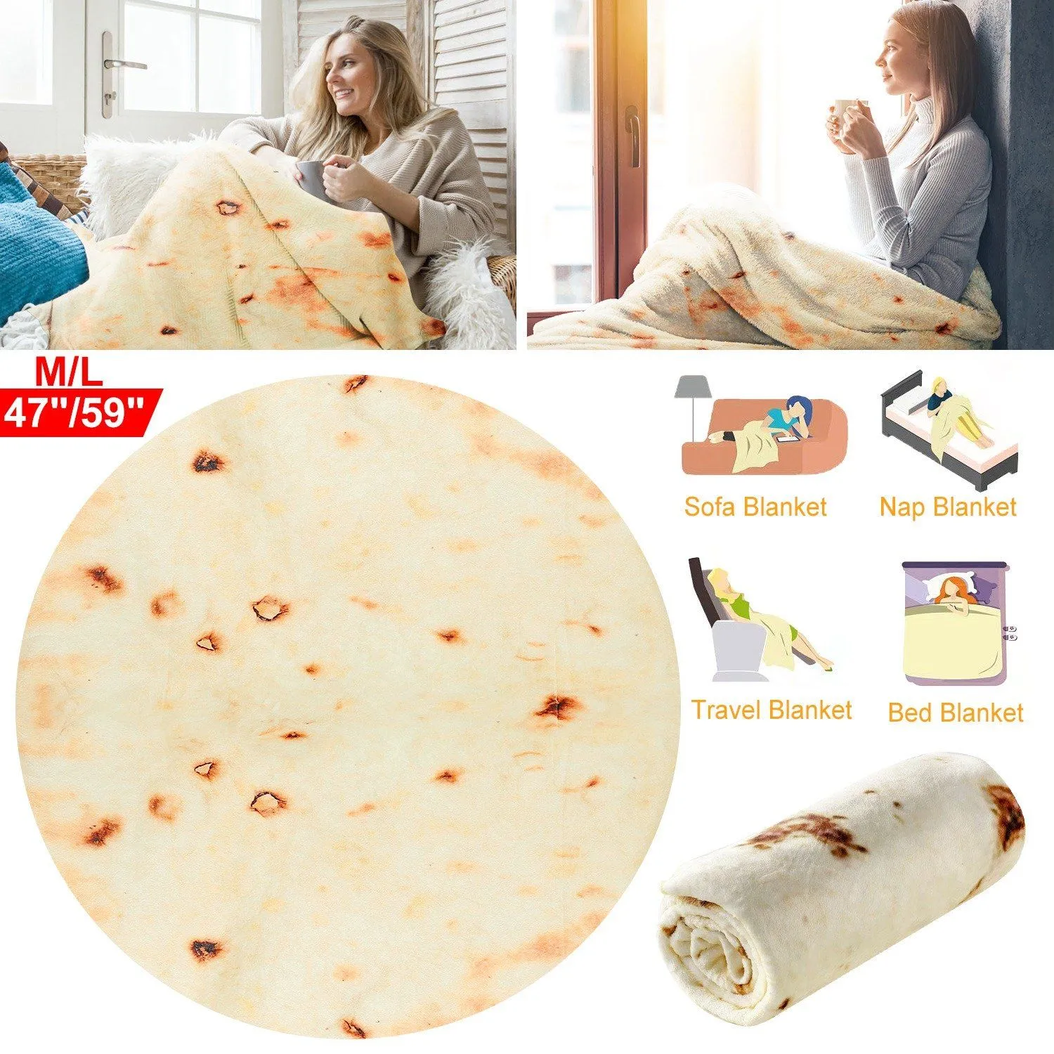 Burrito Tortilla Throw Blanket