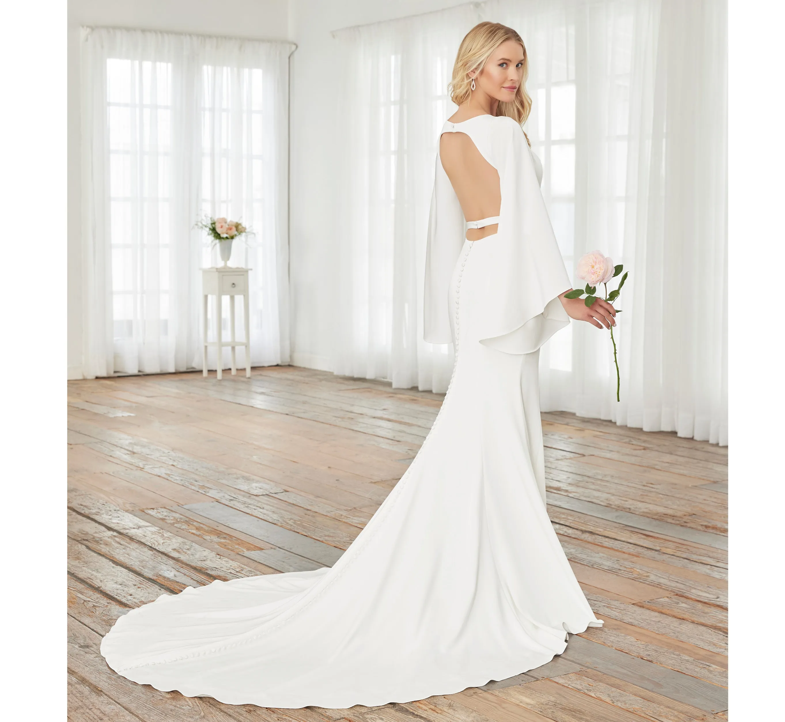 Charmeuse Fit-And-Flare Gown In Ivory