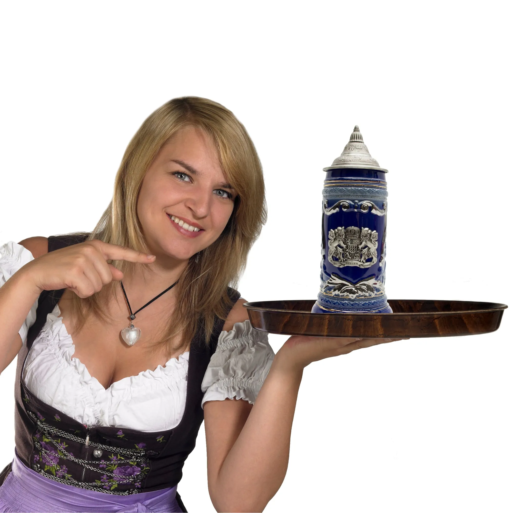 Deluxe Relief  Bayern Medallion Lidded German Beer Stein