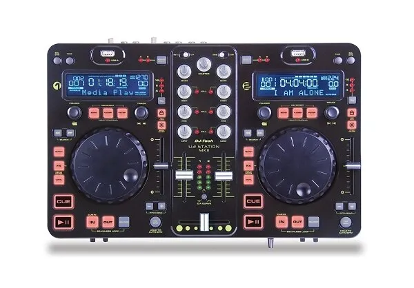 DJ Tech U2 Station MKII: Dual MP3 Player with Twin USB Dock and 2-Channel Mixer