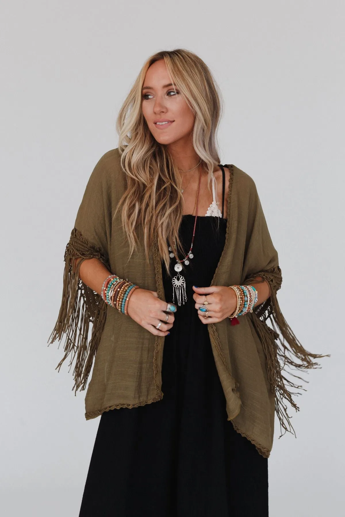 Dreamy Macramé Kimono - Olive