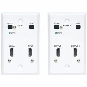 Eaton Tripp Lite Series HDMI over Cat6 Extender Kit, Wallplate, 4K 60Hz, HDR, Dual Output, IR, PoC, 230 ft., TAA