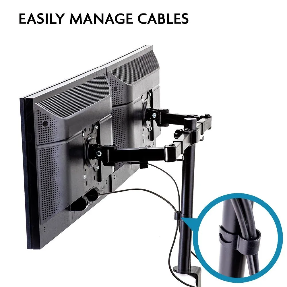 Ergonomic Dual Monitor Stand 8kg Load 360° Rotation - FORTIA