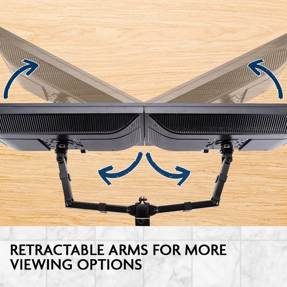 Ergonomic Dual Monitor Stand 8kg Load 360° Rotation - FORTIA