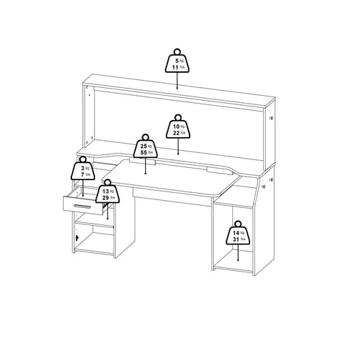 Function Plus Gaming Desk with 1 Door   1 Drawer