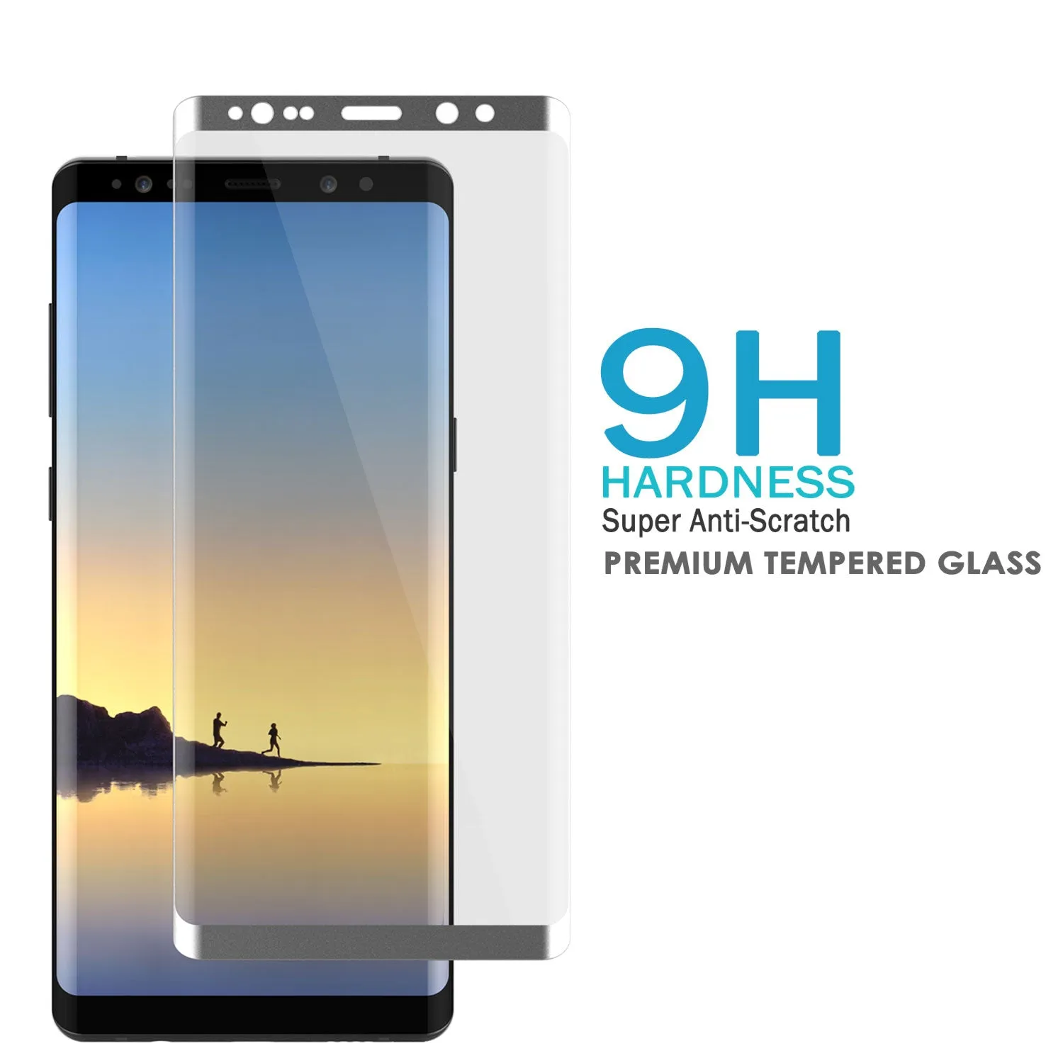 Galaxy Note 8  Silver Punkcase Glass SHIELD Tempered Glass Screen Protector 0.33mm Thick 9H Glass