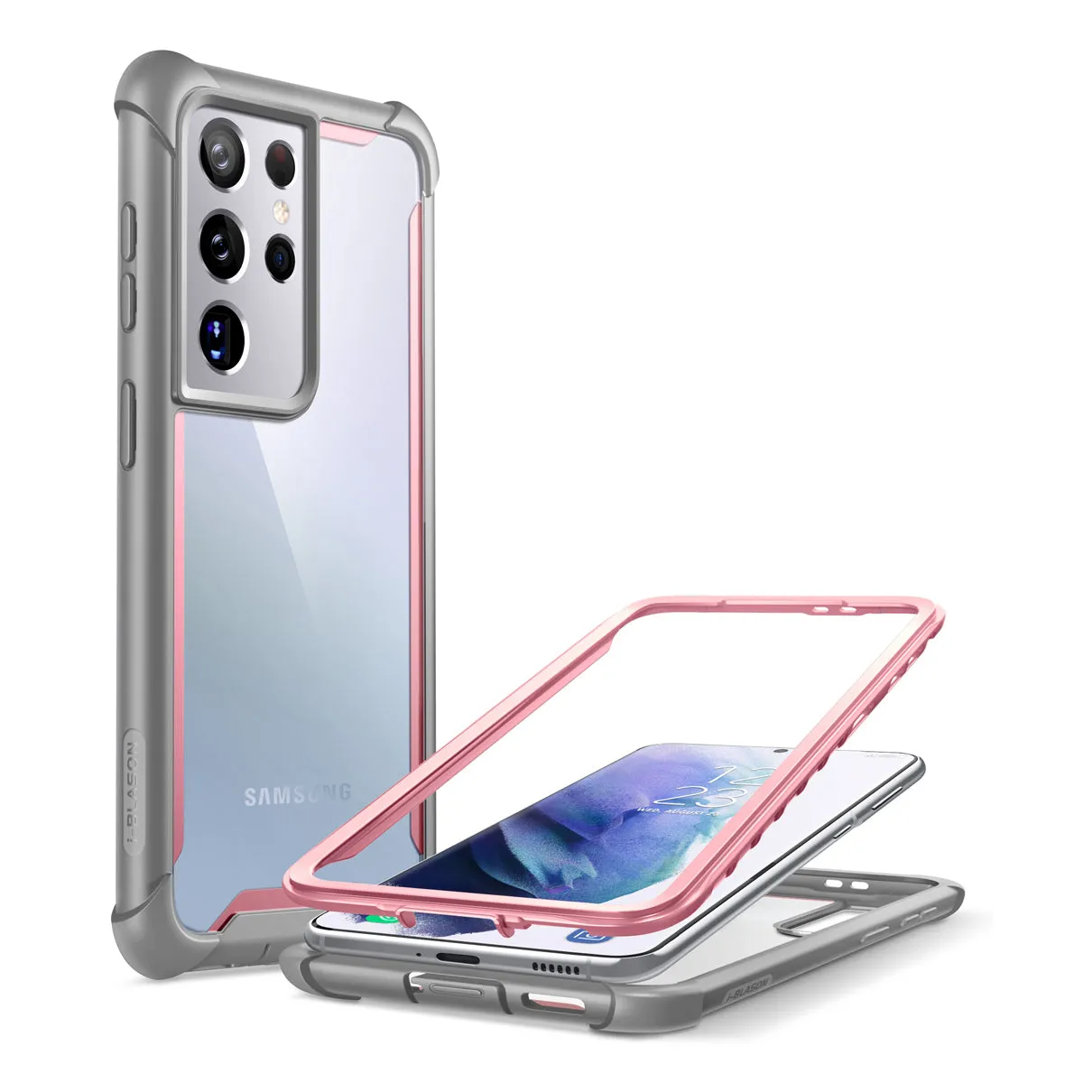 Galaxy S21 Ultra Ares Clear Rugged Case - Pink