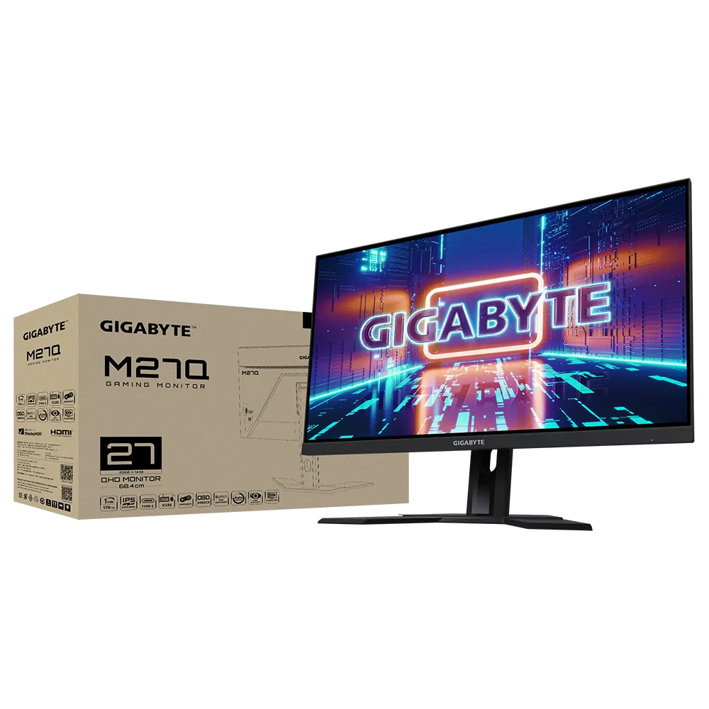 GIGABYTE M27Q (Rev2.0) 27" 2K QHD HDR400 IPS Gaming Monitor | 170Hz (OC) | AMD FreeSync Premium | 10-Bits | KVM Switch