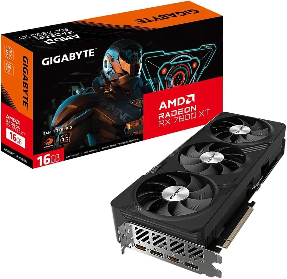 Gigabyte Radeon RX 7800 XT Gaming OC 16GB Graphics Card - Windforce Cooling, Metal Back Plate, DP 2.1, HDMI 2.1, AMD RDNA 3