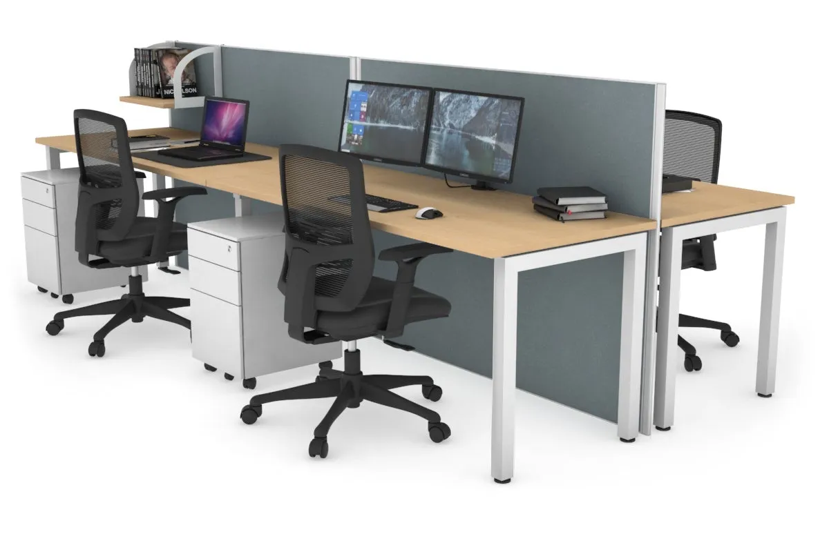 Horizon Quadro 4 Person Bench Square Legs Office Workstation [1400L x 700W]