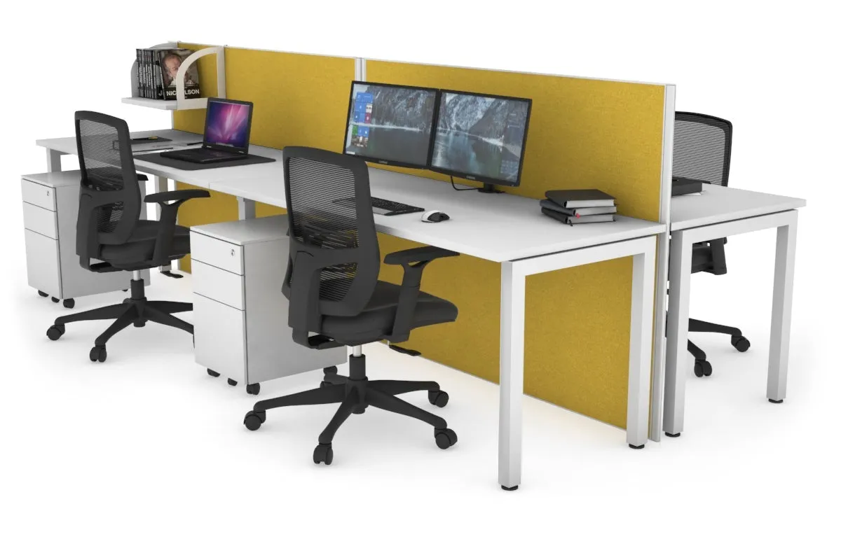 Horizon Quadro 4 Person Bench Square Legs Office Workstation [1400L x 700W]