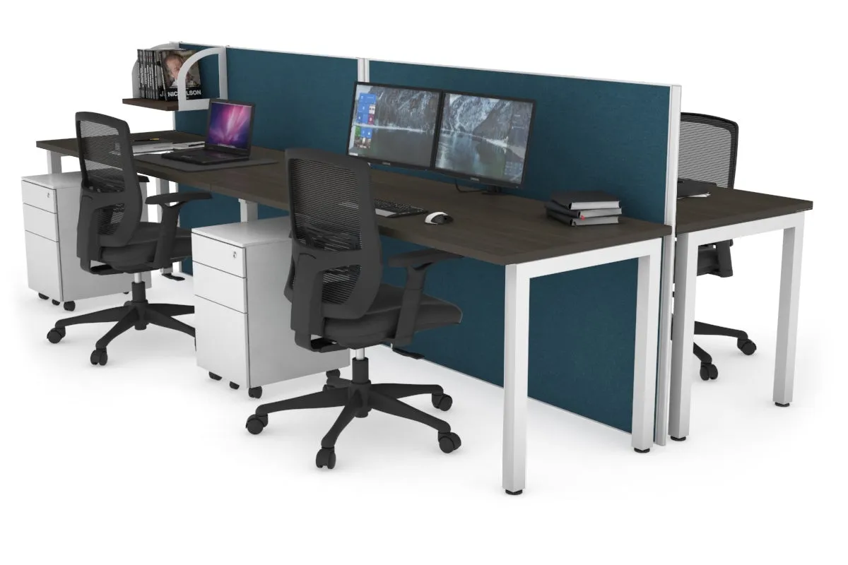 Horizon Quadro 4 Person Bench Square Legs Office Workstation [1400L x 700W]