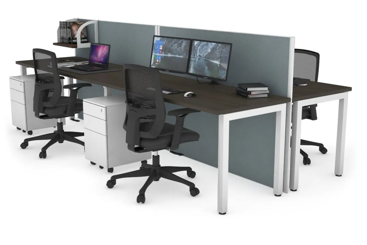 Horizon Quadro 4 Person Bench Square Legs Office Workstation [1400L x 700W]