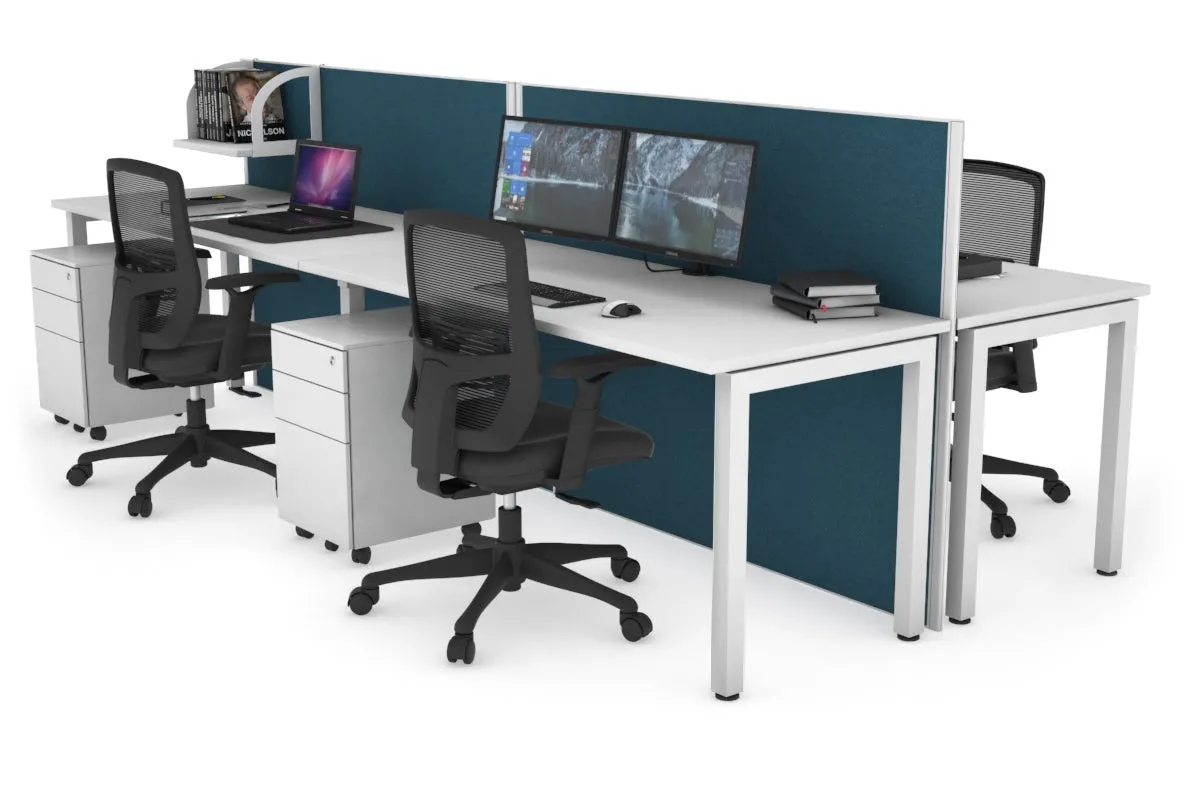 Horizon Quadro 4 Person Bench Square Legs Office Workstation [1400L x 700W]