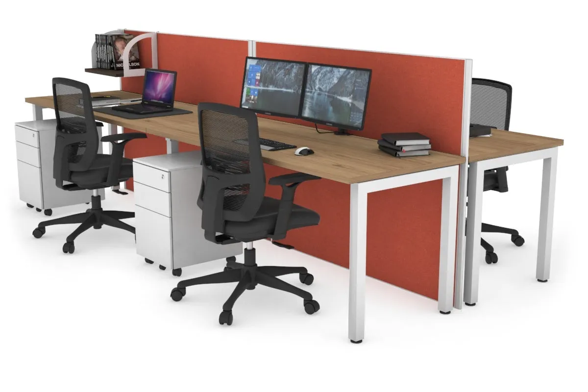 Horizon Quadro 4 Person Bench Square Legs Office Workstation [1400L x 700W]