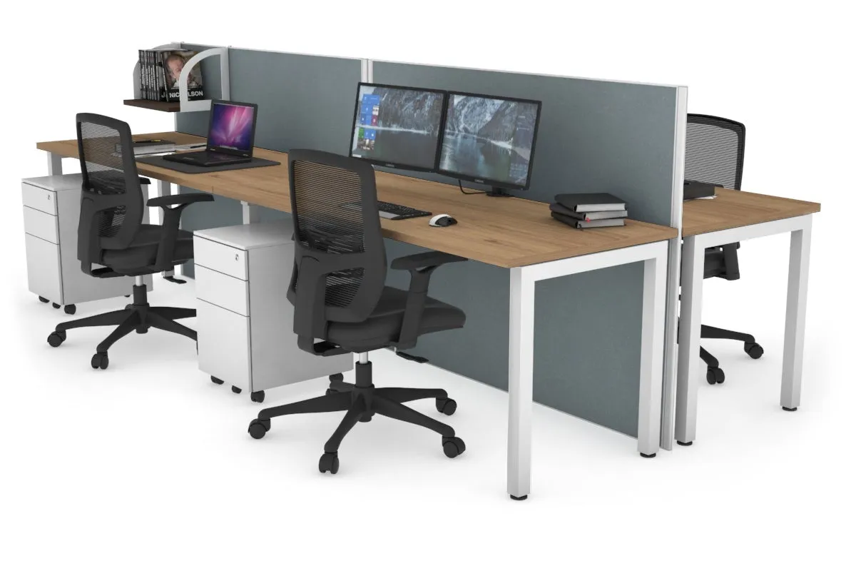 Horizon Quadro 4 Person Bench Square Legs Office Workstation [1400L x 700W]