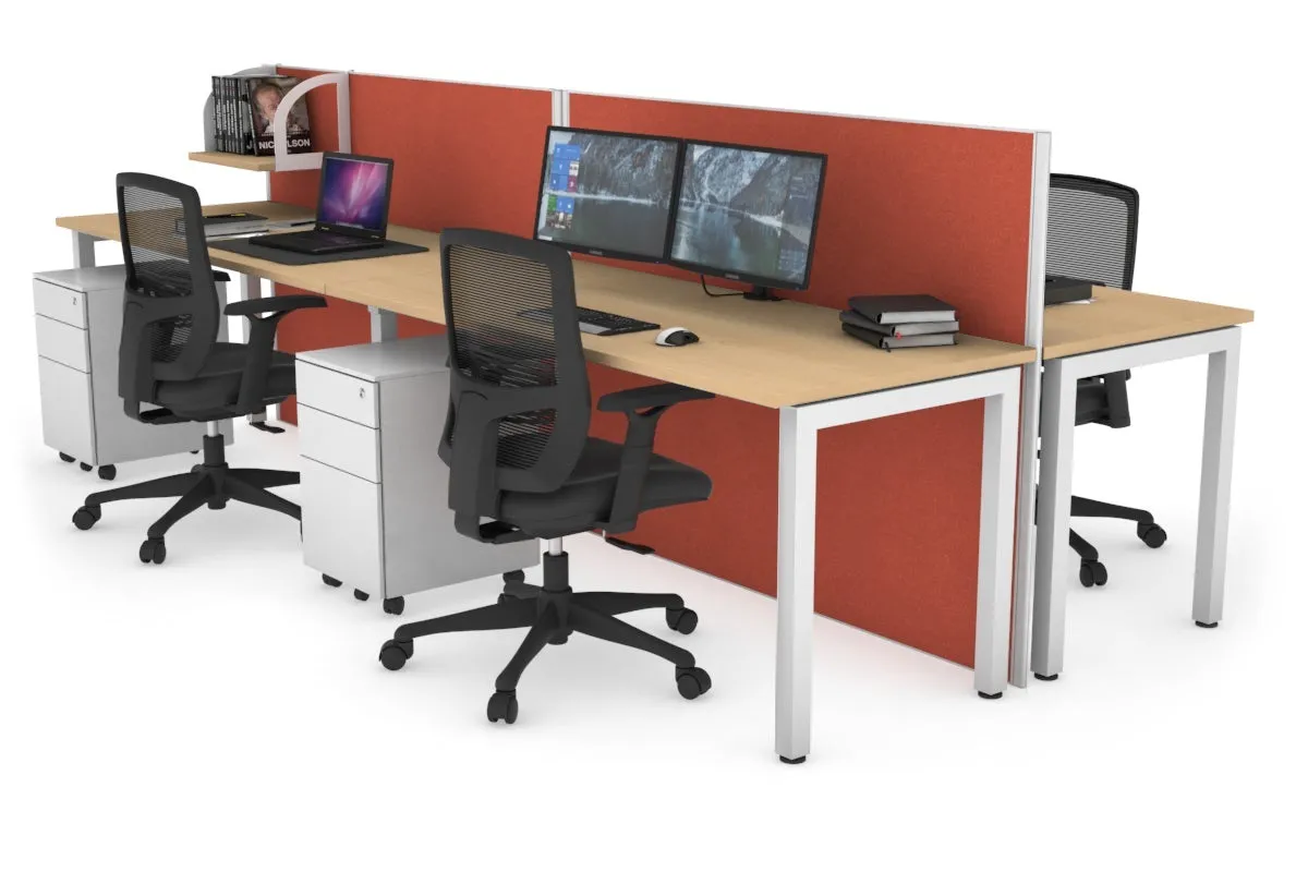 Horizon Quadro 4 Person Bench Square Legs Office Workstation [1400L x 700W]