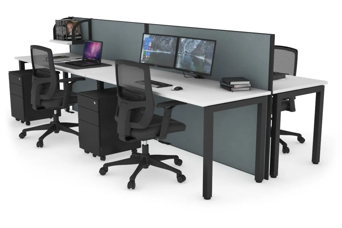 Horizon Quadro 4 Person Bench Square Legs Office Workstation [1400L x 700W]