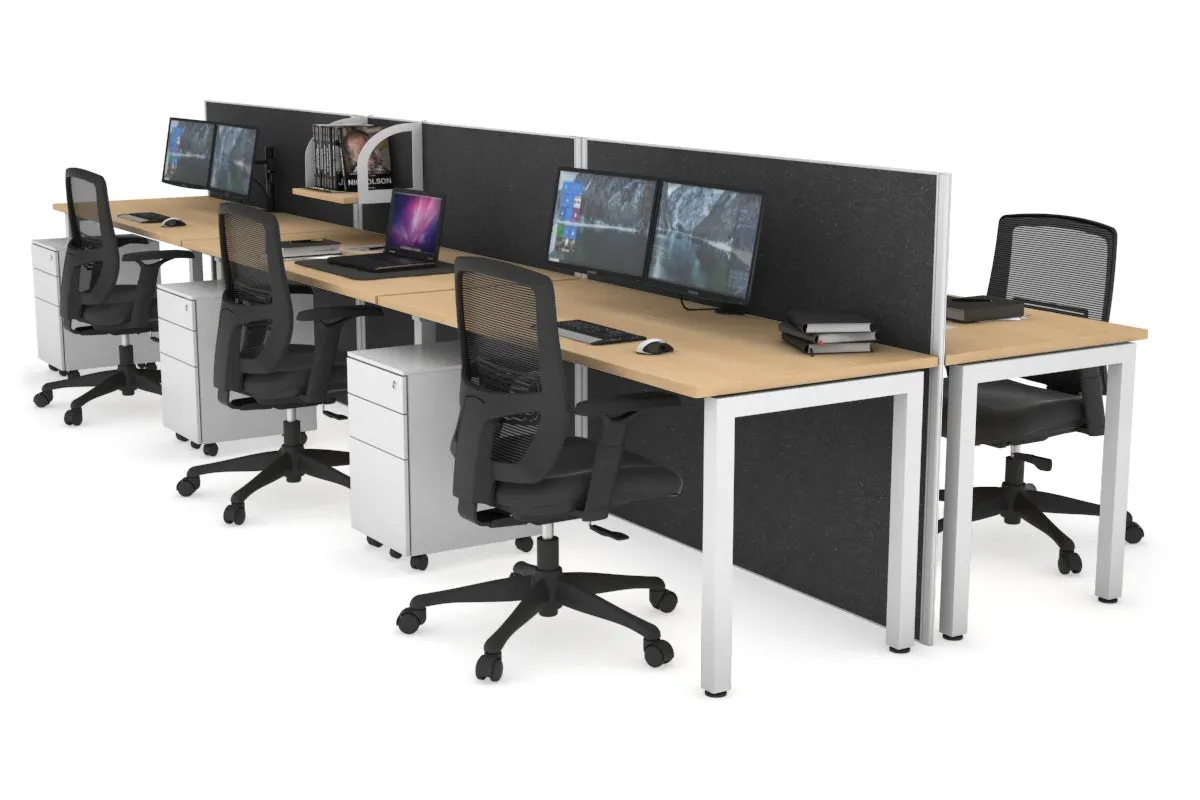 Horizon Quadro 6p Bench Square Legs Office Workstation [1600L x 700W]