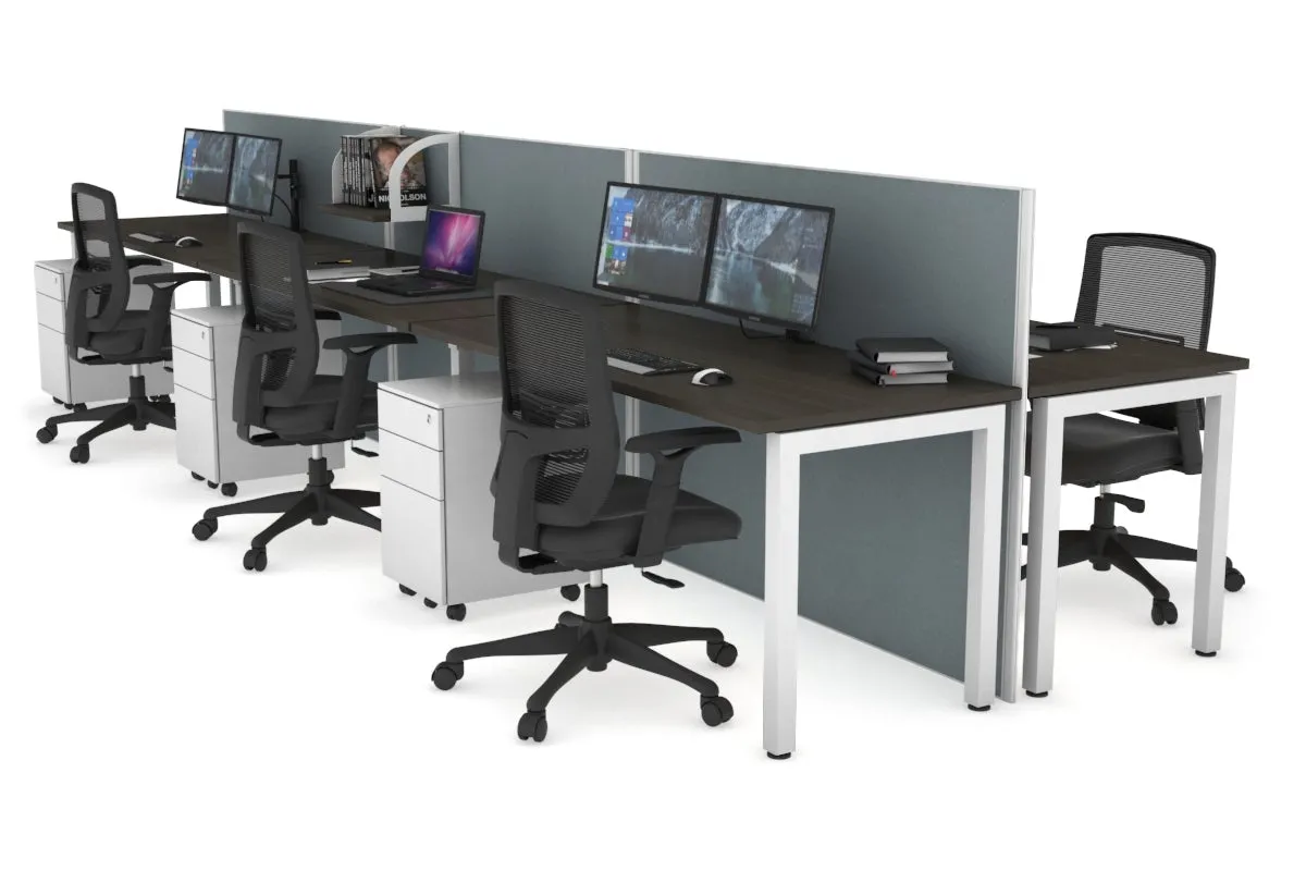 Horizon Quadro 6p Bench Square Legs Office Workstation [1600L x 700W]