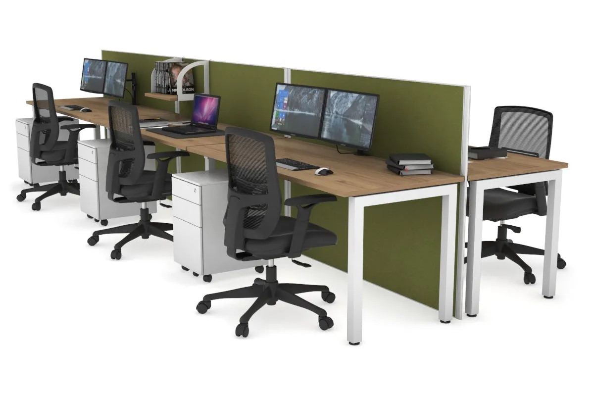 Horizon Quadro 6p Bench Square Legs Office Workstation [1600L x 700W]