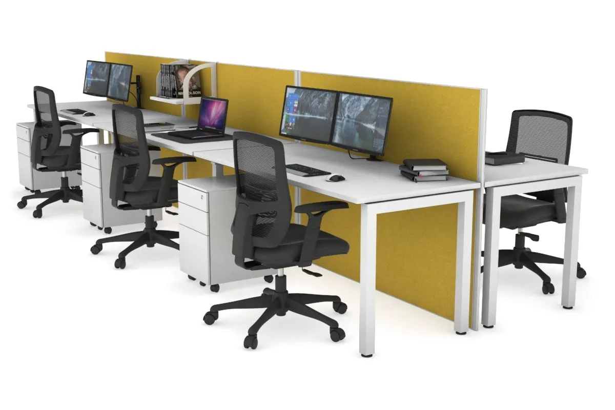 Horizon Quadro 6p Bench Square Legs Office Workstation [1600L x 700W]