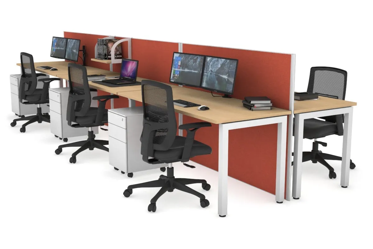 Horizon Quadro 6p Bench Square Legs Office Workstation [1600L x 700W]