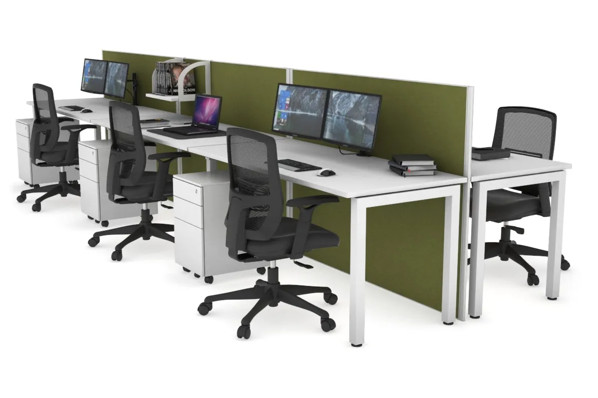 Horizon Quadro 6p Bench Square Legs Office Workstation [1600L x 700W]