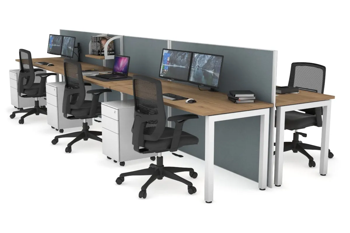 Horizon Quadro 6p Bench Square Legs Office Workstation [1600L x 700W]