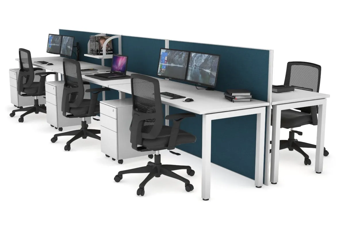 Horizon Quadro 6p Bench Square Legs Office Workstation [1600L x 700W]