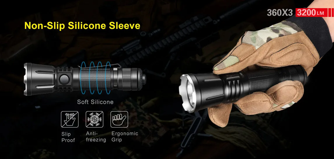 Klarus 360X3 360Âº Omni-directional Dual Switch Rapid Reaction Tactical Flashlight 3200 Lumen