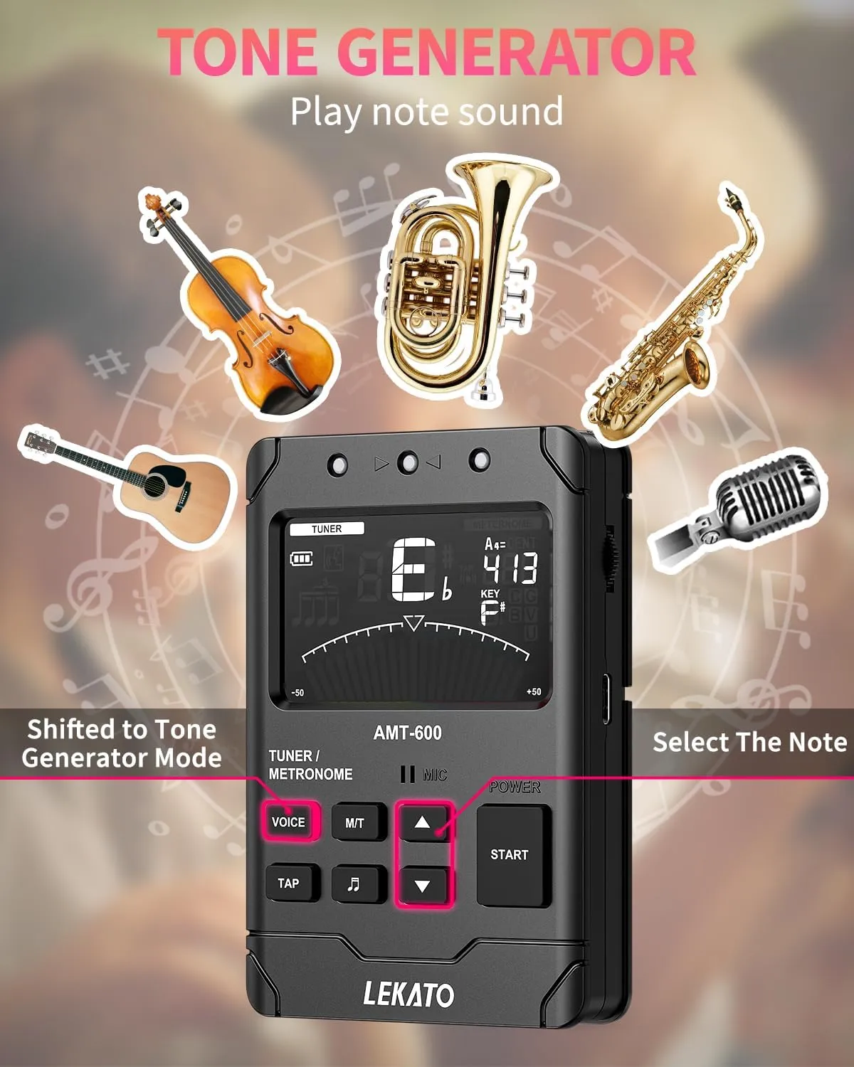 LEKATO ATM-600 Tuner 3 In 1 Digital Metronome