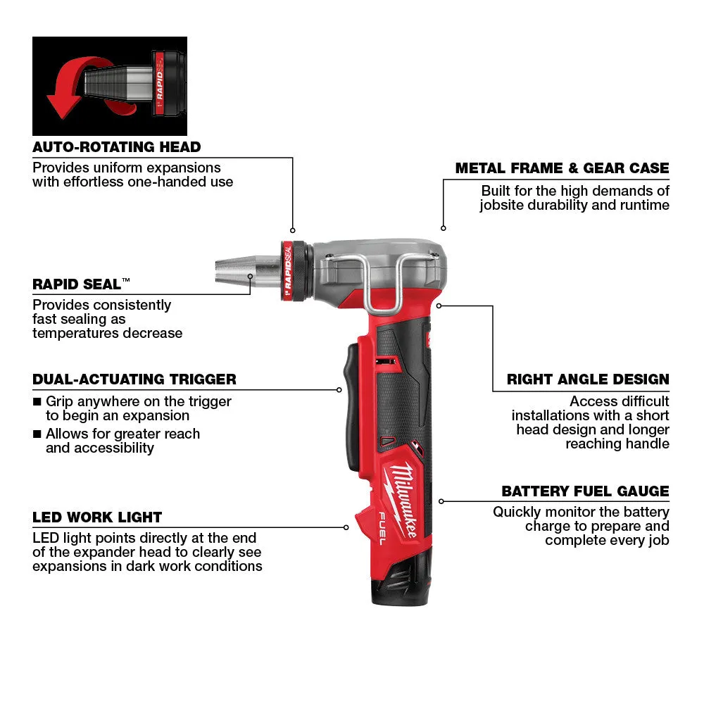 Milwaukee 2532-22 M12 FUEL™ ProPEX® Expander Kit w/ 1/2"-1" RAPID SEAL™ ProPEX® Expander Heads