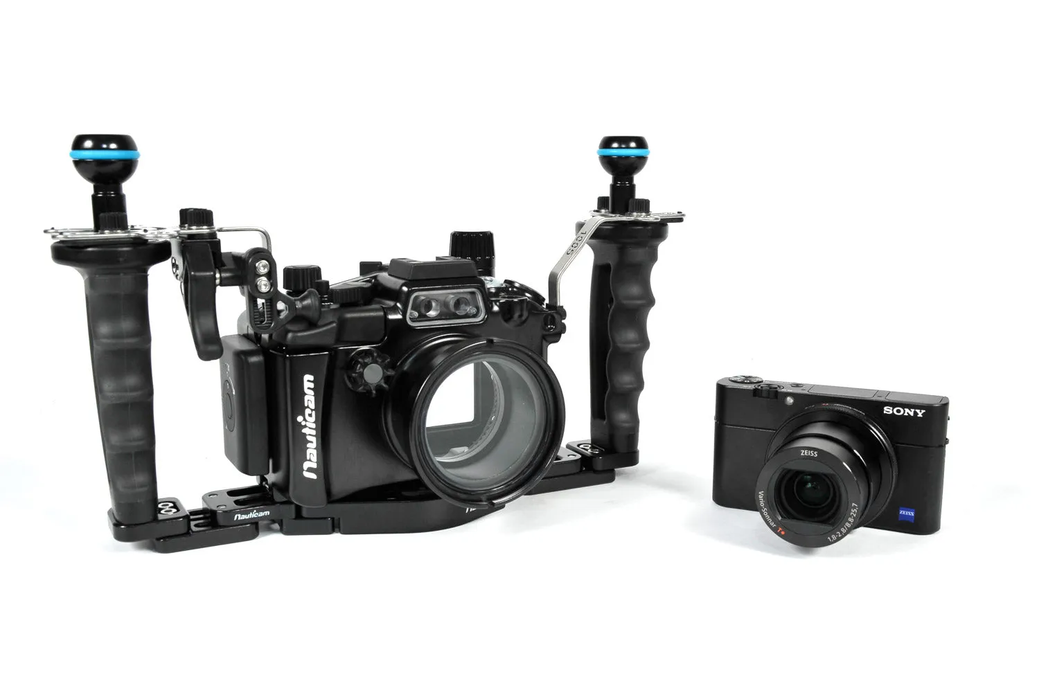 NA-RX100V Pro Package Housing for RX100V including Flexitray, Right Handle, Ball Mounts, and Shutter Release Extension