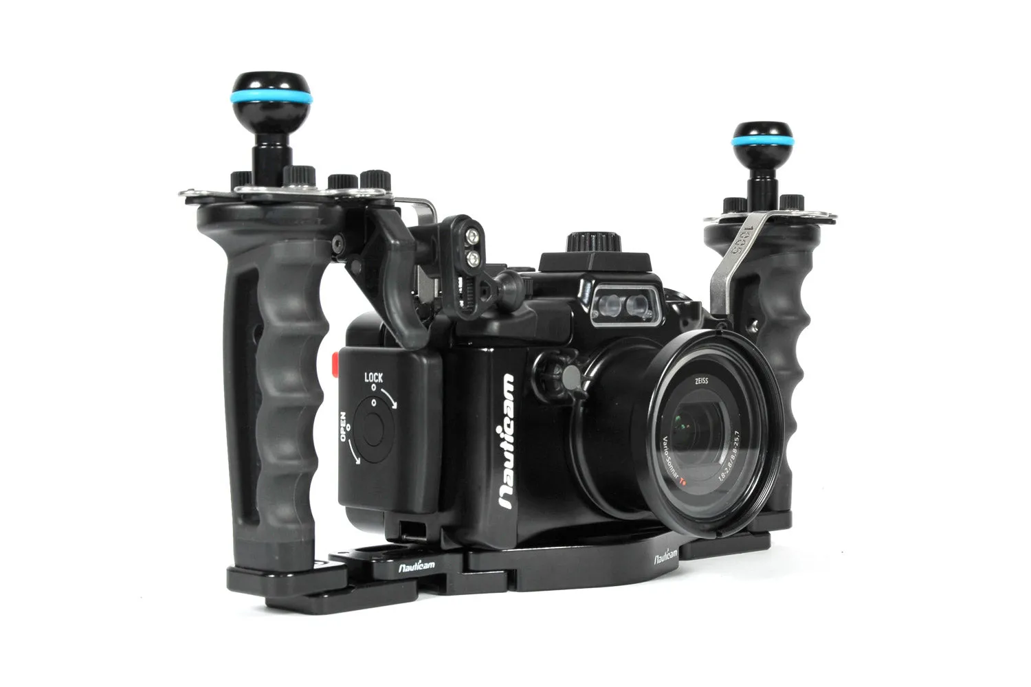 NA-RX100V Pro Package Housing for RX100V including Flexitray, Right Handle, Ball Mounts, and Shutter Release Extension