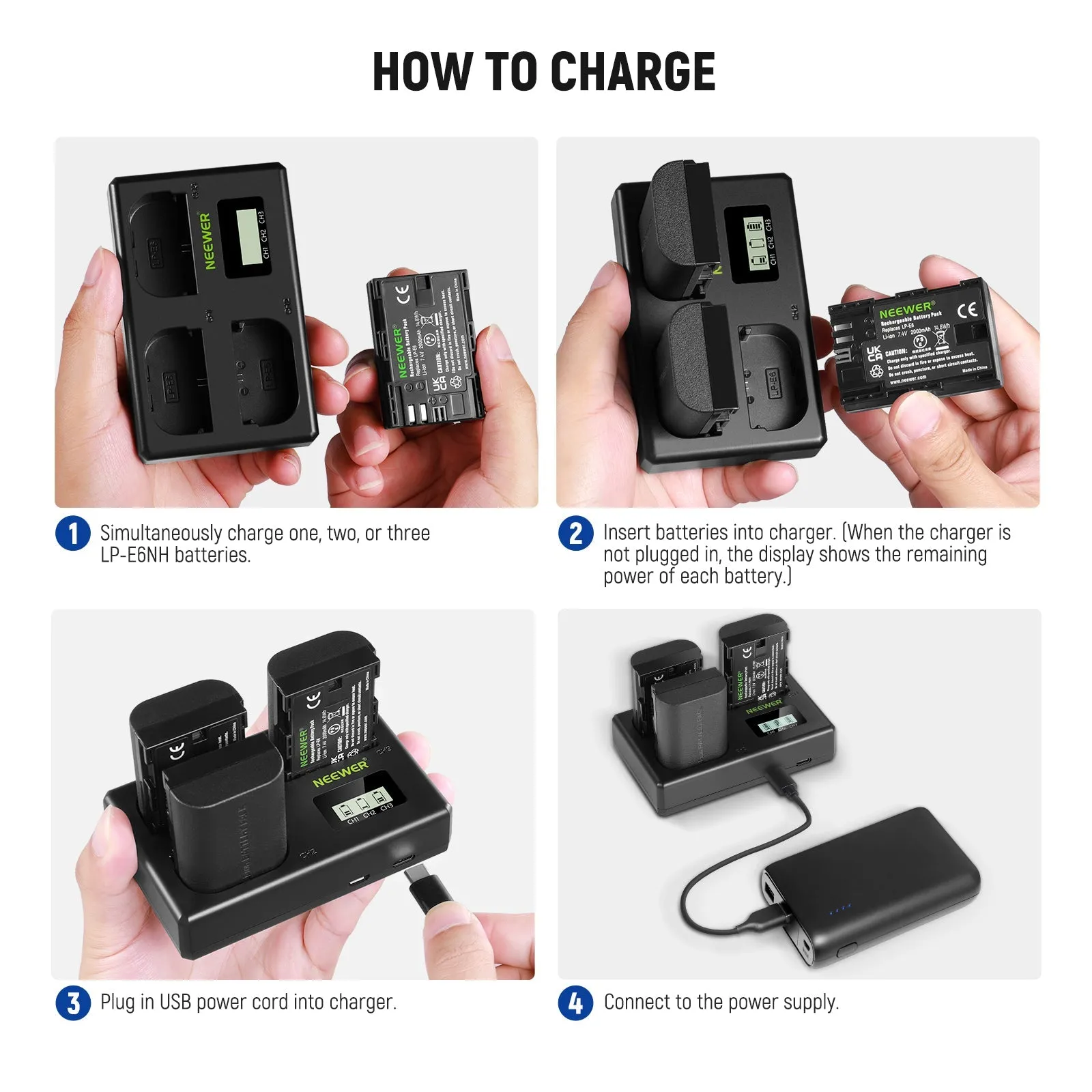 NEEWER LP-E6 Canon Replacement Battery and Charger Set