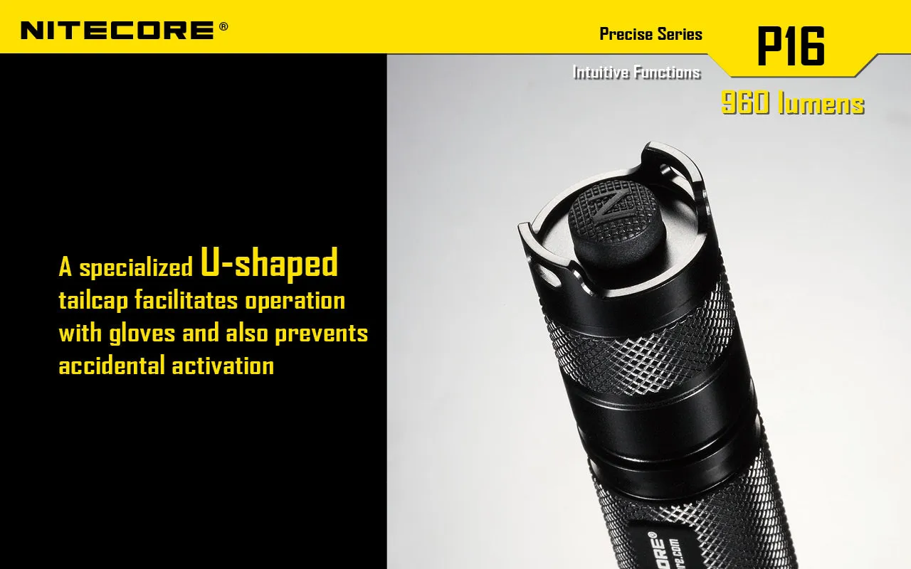 Nitecore P16 LED Flashlight   Nitecore NL1826R 18650 USB lithium Battery